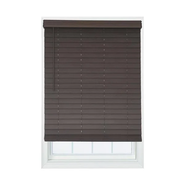 Allen + Roth 2.5-in Slat Width 33-in x 72-in Cordless Brown Faux Wood Room Darkening Horizontal Blinds, DFHSC3672-33