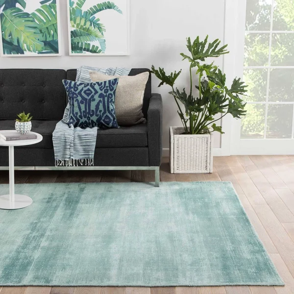 Lizette Handmade Solid Aqua Area Rug - 2& x 3&