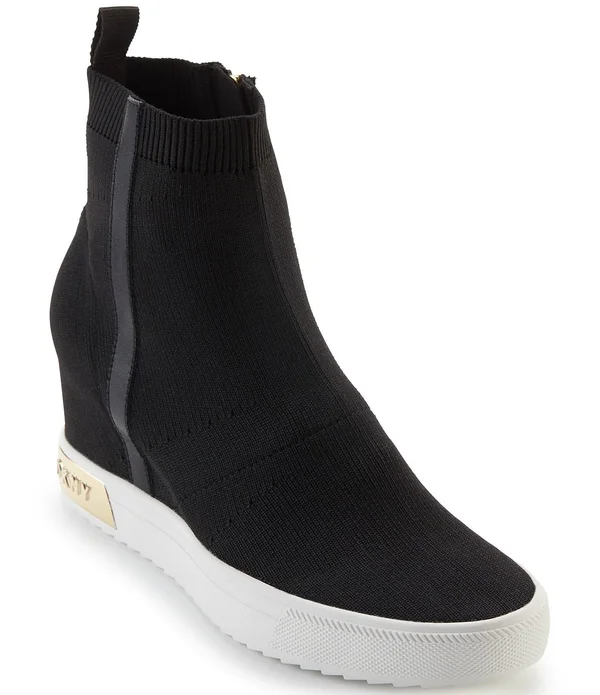 Dkny Cali Wedge Sneakers - Black/ Gold Hardware