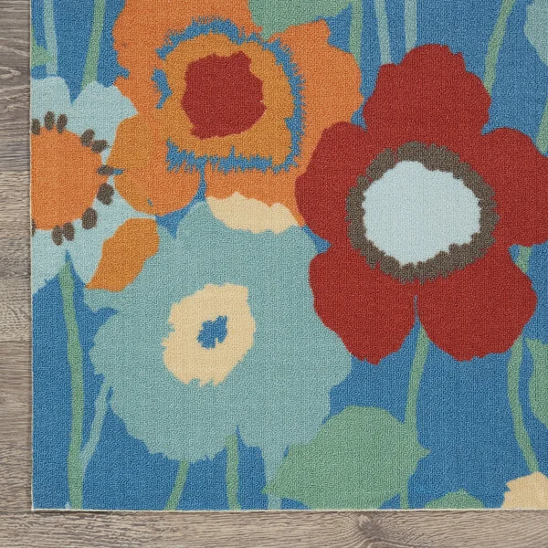 Nourison 5&3x22 x 7&5x22 Waverly Sun & Shade Seaglass Rectangle Area Rug