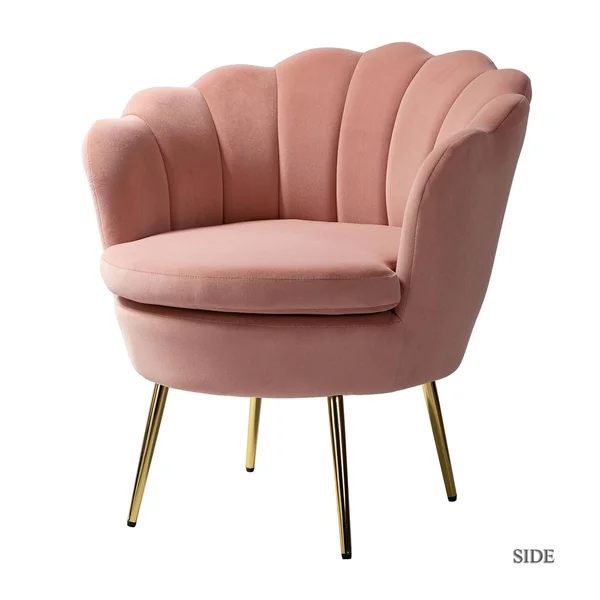 Gaitana Tufted Barrel Chair with Golden Base - Fushia