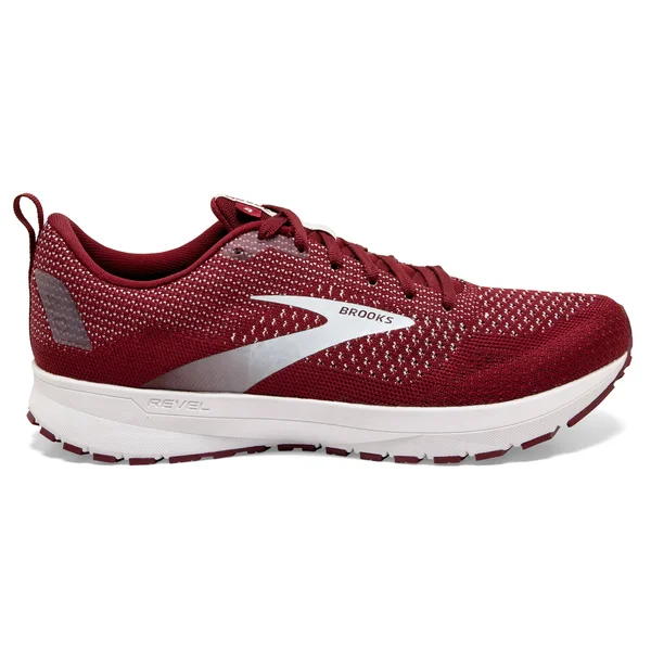 Brooks Running Men's Revel 4 Road Running Shoes - Maroon/White 8.0