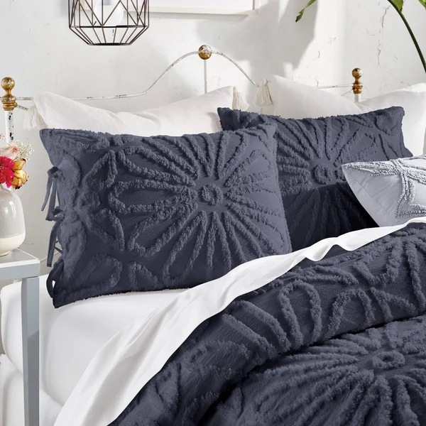 Peri Chenille Medallion Comforter Set, King - White