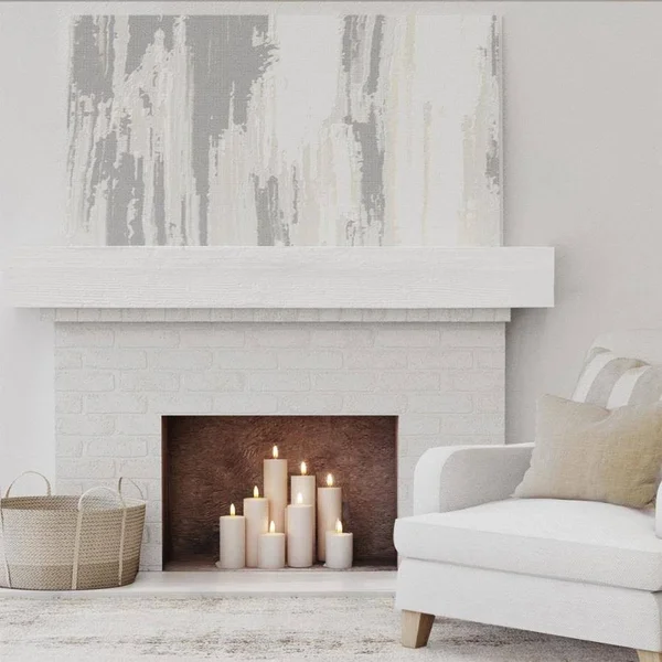 Ekena Millwork MANURS06X08X84UN 6x22H x 8x22D x 84x22W Rough Sawn Faux Wood Fireplace Mantel - Factory Prepped, Ready for Paint