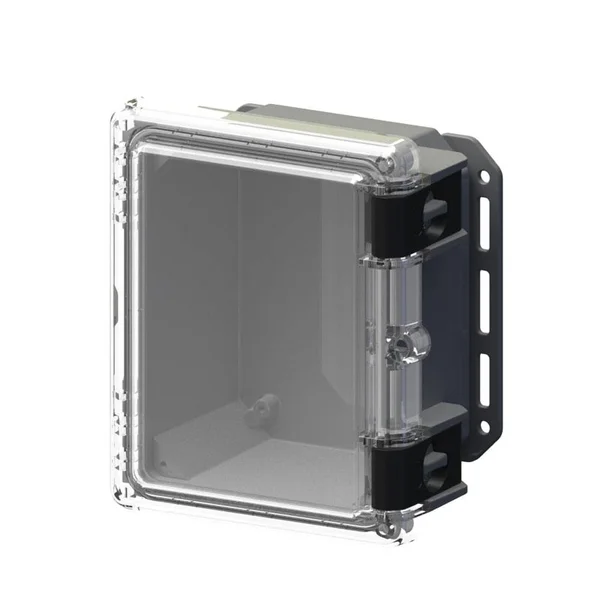SERPAC 9.7 in. L x 8.2 in. W x 5.5 in. H Polycarbonate Clear Hinged Latch Top Cabinet Enclosure with Gray Bottom