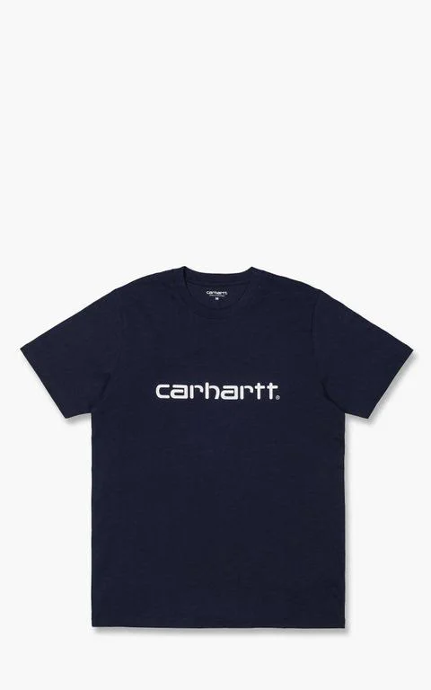 Carhartt WIP S/S Script T-Shirt Dark Navy/White - Blue