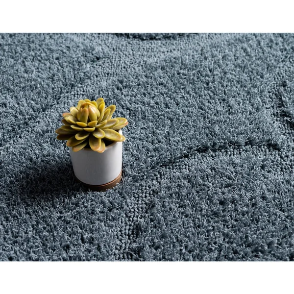 Unique Loom Carved Floral Shag Area Rug (5& x 8& - Blue)