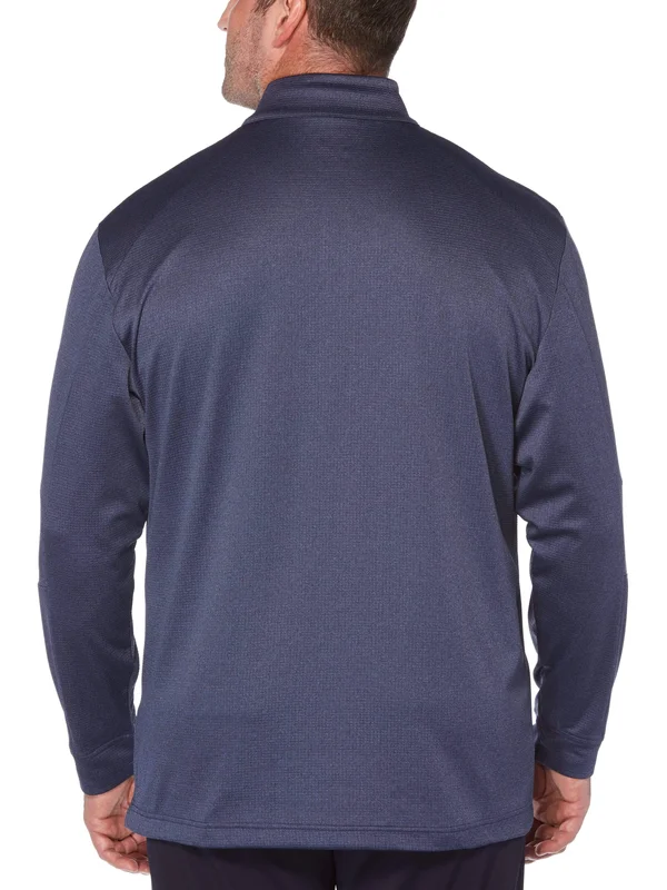 Callaway Men's Big & Tall 1/4 Zip Stretch Waffle Fleece Sweater - Size 5X, Peacoat Heather Blue, Polyester/Elastane, Golf Ap