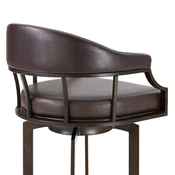 Pharaoh Swivel 26x22 Auburn Bay and Brown Faux Leather Bar Stool