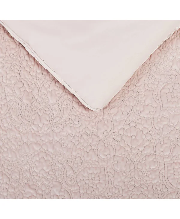 Charisma Melange Quilted Velvet Comforter Set, King - Pink