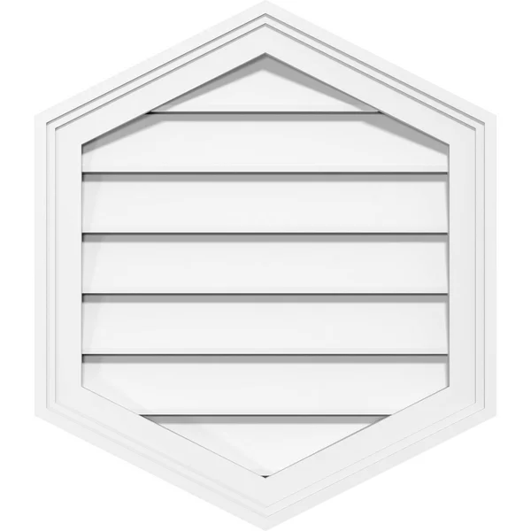 Ekena Millwork GVPVP22X3002SF-12 22x22W x 30x22H Vertical Peaked Surface Mount PVC Gable Vent 12/12 Pitch: Functional, w/ 2x22W