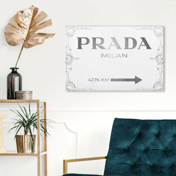 Oliver Gal &Milan Sign& Fashion and Glam Wall Art Canvas Print - Gray - White (15 x 10)