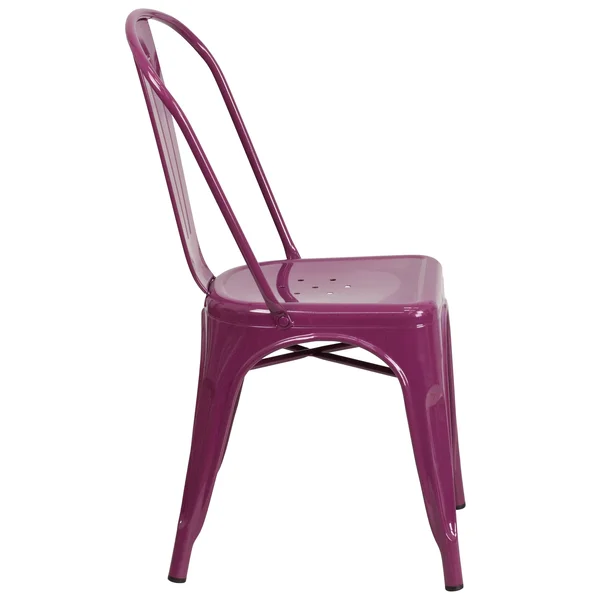 Metal Indoor-Outdoor Stackable Chair - Crystal Teal-Blue