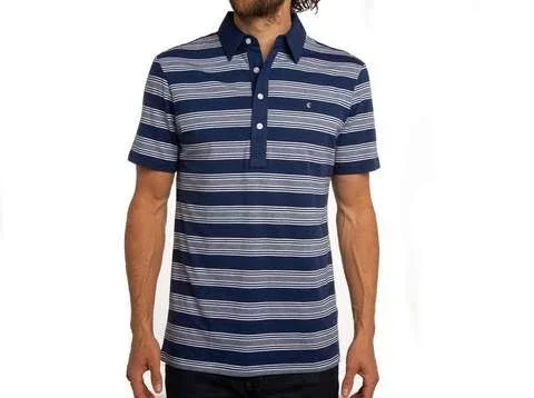 Slim Fit Top-shelf Range Polo, Armstrong Stripe, Navy, Size: XXL