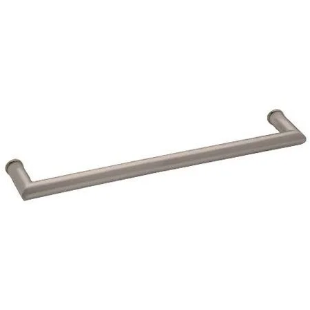 CRL Mt24bn Brushed Nickel 24 inch MT Series Round Tubing Mitered Corner Single-Sided Towel Bar, Silver