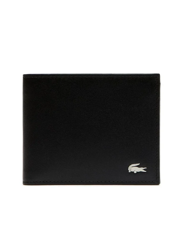 Lacoste Small Leather Billfold Wallet Black NH1115FG