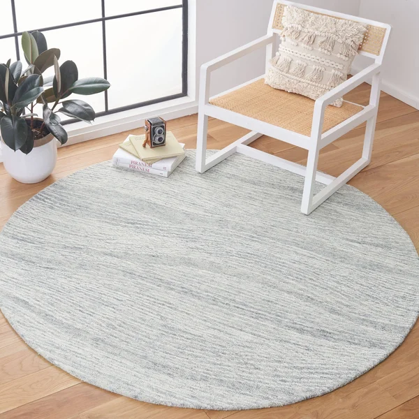 Metro Collection MET995F Rug Grey, Ivory, Round 6& x 6&