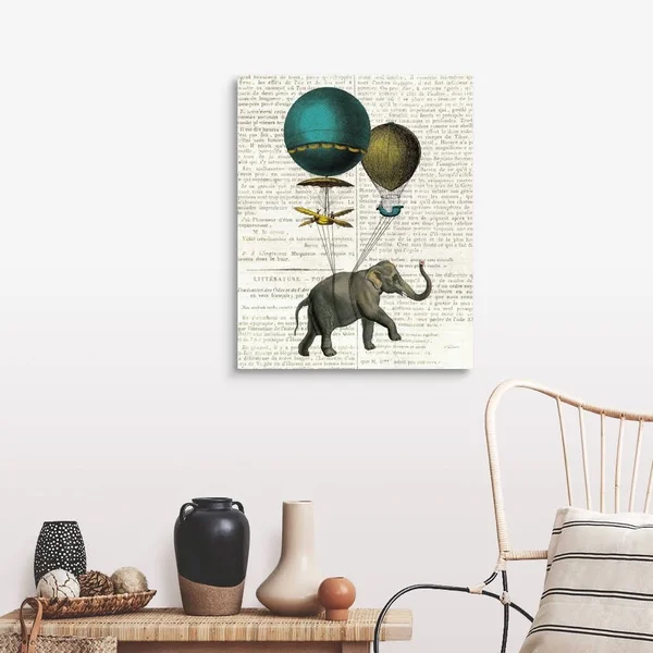 Elephant Ride I V2 Newsprint - Canvas Wall Art, 24x30, Great Big Canvas