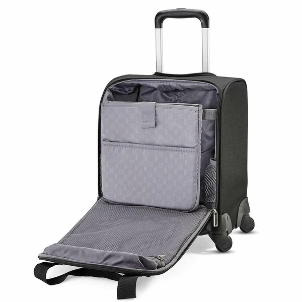 Samsonite Underseat Carry-On Spinner with USB Port, Jet Black, 16.5" x 13.75" x 9"
