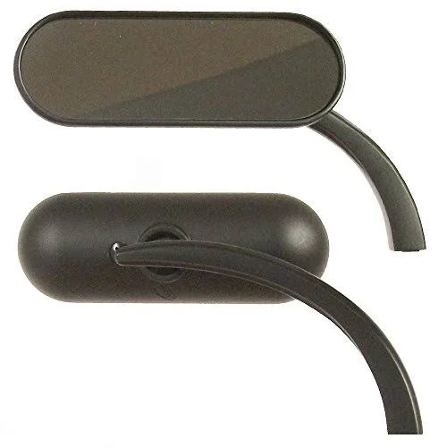 Arlen Ness Black Micro Mini Oval Mirrors for Harley-Davidson - 13-412 13-413