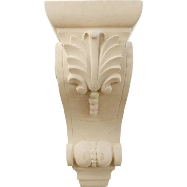 3 3/4x22W x 4 3/8x22D x 8 1/2x22H Medium Fig Leaf Corbel, Rubberwood