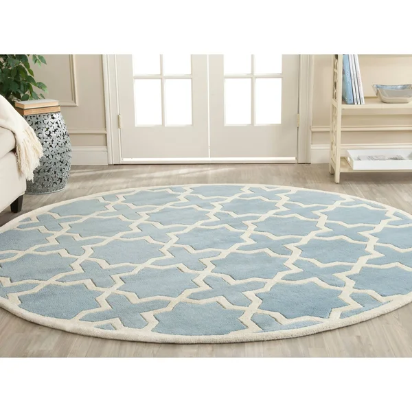 Safavieh 5& x 5& Square Chatham CHT732B Blue, Ivory Rug
