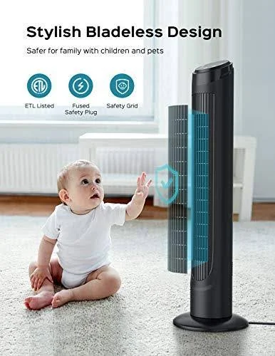 Tower Fan - Dreo 90° Oscillating Fans with Remote, Quiet Cooling, 12 Modes, 12H Timer, Space-Saving, LED Display with Touch Contro