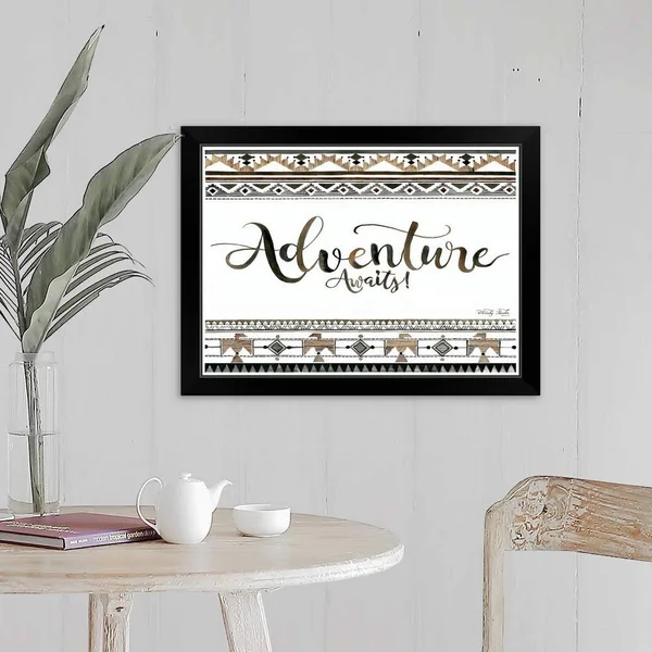 Adventure Awaits - Black Framed Wall Art, 24x18, Great Big Canvas