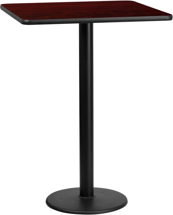 Flash Furniture 30&& Square Mahogany Laminate Table Top with 18&& Round Bar Height Table Base