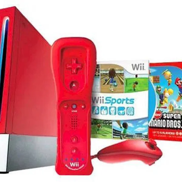Nintendo Red Wii Mario and Sports Bundle