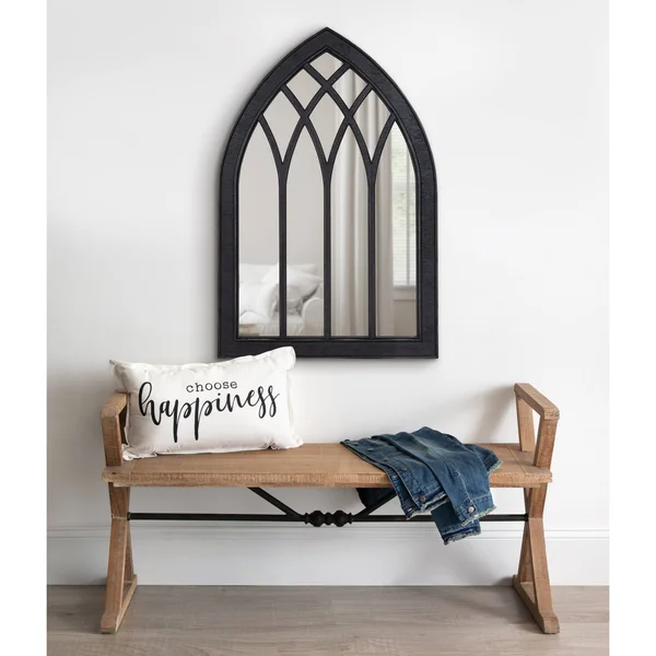 Kate and Laurel Winn 48-in L x 24-in W Arch Rustic Brown Framed Wall Mirror, 219974