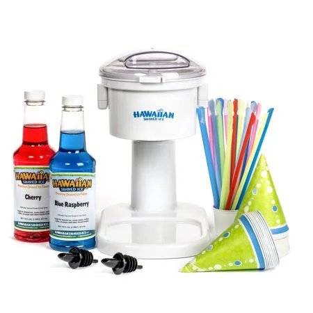 Kid-friendly Snow Cone Machine Package with Syrup and Accessories - Hawaiian Shaved Ice