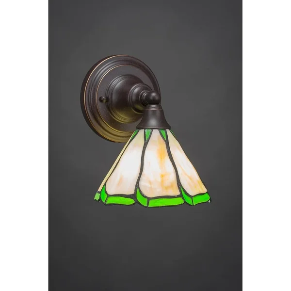 Toltec Lighting 40-DG-9975 Wall Sconce with 7 in. Roman Jewel Tiffany Glass in Dark Granite