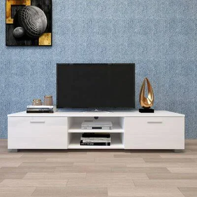 Wrought Studio White TV Stand for 70 inch TV Stands, Media Console Entertainment Center television Table, 2 Storage Cabinet with, 63 x 15.7 x 13.8in