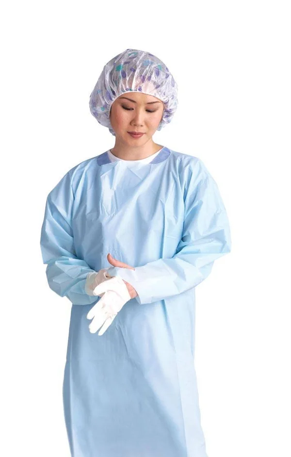 Medline Standard Polyethylene Thumb Loop Isolation Gowns - Blue, X-Large