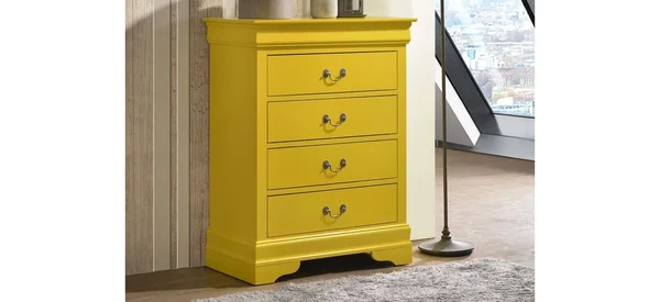 Glory Furniture Louis Phillipe G3102-BC 4 Drawer Chest, Yellow