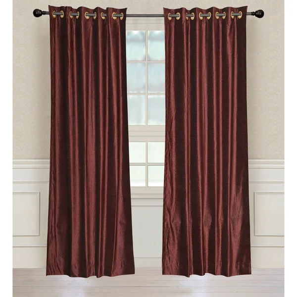 Luxury Set of 2 Wine Velvet Grommet Curtain Panels Drapes with 2 Matching Tiebacks
