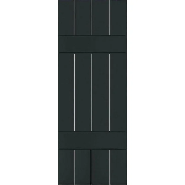 Ekena Millwork 15 in. x 29 in. Exterior Real Wood Western Red Cedar Board and Batten Shutters Pair Dark Green