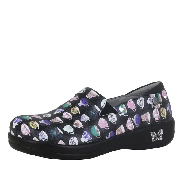 Alegria Keli Teacup Black Print Leather Clogs - 40(9.5/10M)