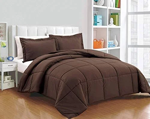 Chezmoi Collection 3-Piece Down Alternative Comforter Set (Oversized King, Chocolate)