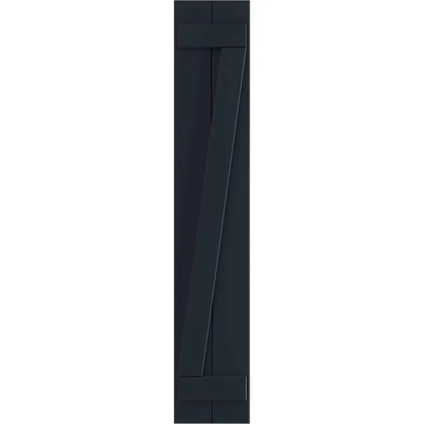 Ekena Millwork TFP102BBF11X055OB 10 3/4x22W x 55x22H True Fit PVC Two Board Joined Board-n-Batten Shutters w/Z-Bar, Starless Nig