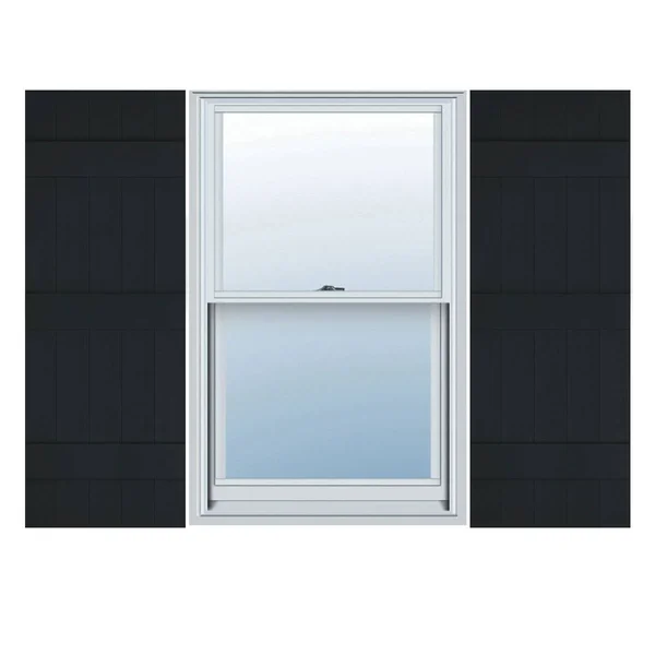 17 1/2 inchw x 74 inchh Lifetime Vinyl, Custom Five Board Joined (3 Batten), Board-n-Batten Shutters, w/Shutter-Loks (Per Pair)