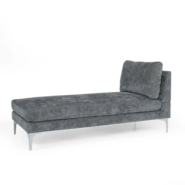 Makenleigh Contemporary Fabric Chaise Lounge Gray/Silver