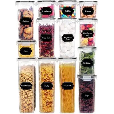 PRAKI Airtight Food Storage Container Set, 13 Pcs, BPA Free Plastic Dry Food Canisters with Lids, Kitchen Pantry Organization, I