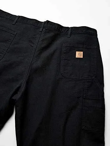 Carhartt Washed Duck Flannel Lined Work Dungaree Pants, Men's Black