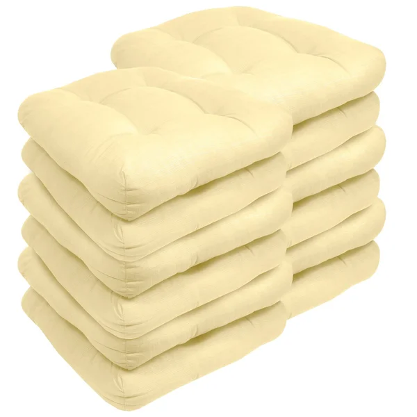 Patio Seat Cushion Set, 19x22 by 19x22 Yellow, 12 Pack, Solid