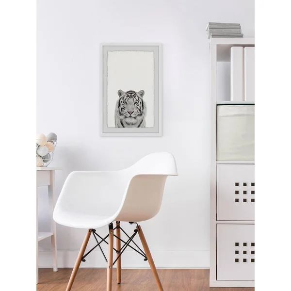 30 in. H x 20 in. W Tamed Tiger by Marmont Hill Framed Printed Wall Art, Multi-Colored