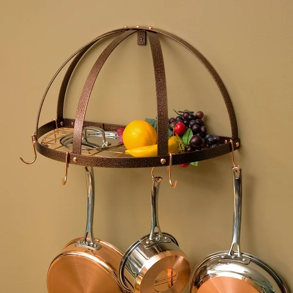 Rogar Half Dome Pot Rack with Grid in Chrome & Black