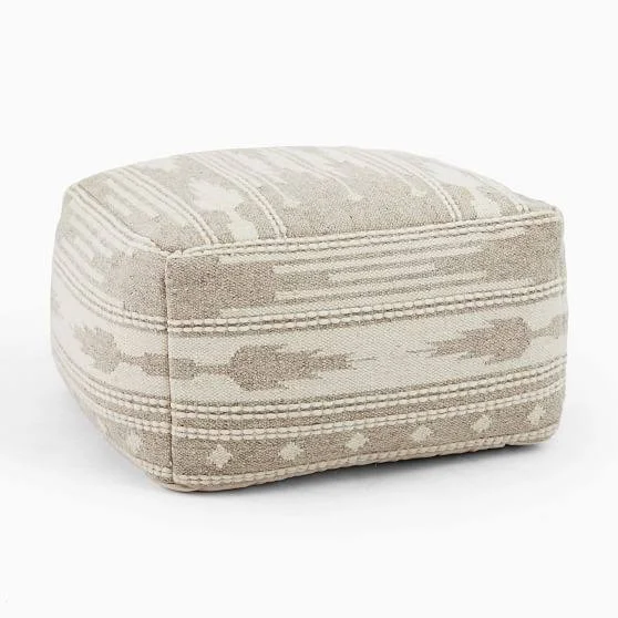 West Elm Retreat Pouf - Neutral, 22x22x13