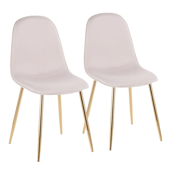 Pebble Chair - Set of 2 - Gold Steel, Green Velvet
